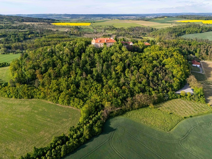 Na svazích pod hradem Sádek se rozprostírají vinice. Foto David Baštář.